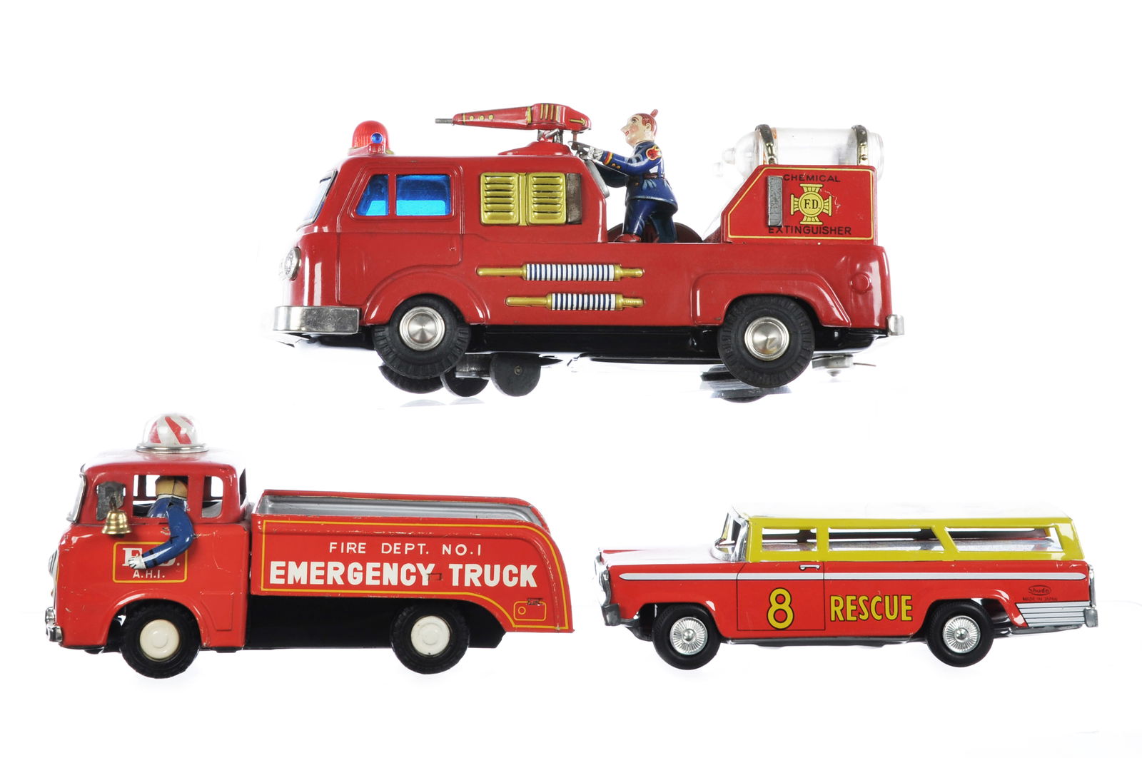 (3) Japanese Tin Fire & Rescue Vehicles Cragstan/TN (1 of 7)