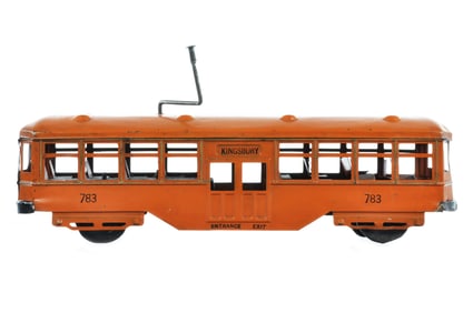 Kingsbury 783 Trolley Car Orange Pressed Steel