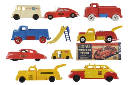 (9) Marx Plastic Vehicles Marx Fix-All Wrecker Boxed & Others
