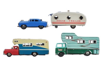 (4) Japanese Tin Camper & House Trailer Sets SSS Cragstan