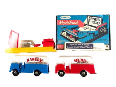 Remco Movieland Drive-In Theater Boxed & 2 Delivery Vans