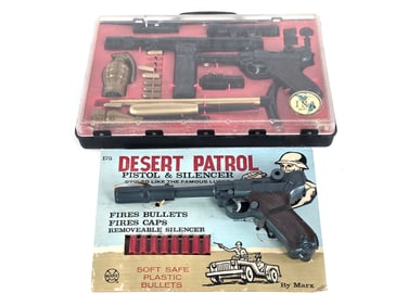 (2) Toy Guns ISA 07-11 Secret Agent Briefcase & Marx Desert Pistol