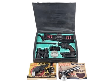 (3) Toy Guns Lido Dart Gun, Crime-Buster Briefcase, Pirate Gun