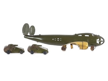 Buddy L Pressed Steel Army Airplane w/Tanks