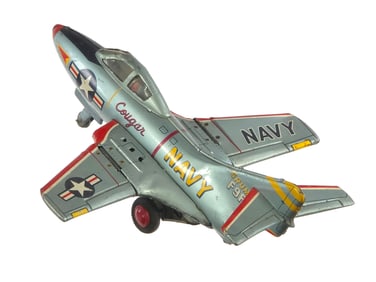 Sankei Japanese Tin Friction Grumman Cougar Jet Fighter
