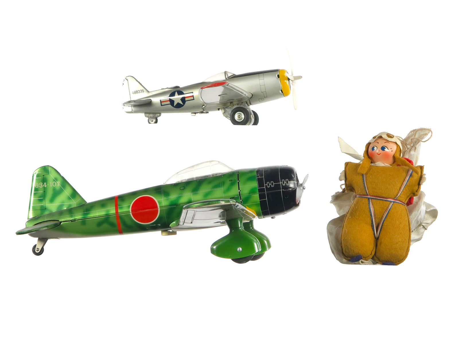 (3) 2 Japanese Tin Military Jets and Parachute Pilot (1 of 6)