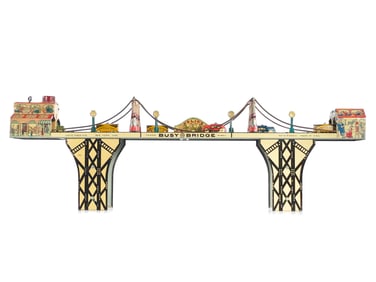 Louis Marx Tin Litho Busy Bridge Mechanical Toy