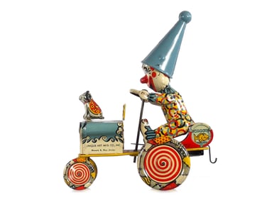 Unique Art Artie the Clown/Unique Artie Tin Lithographed Windup Wacky Jeep