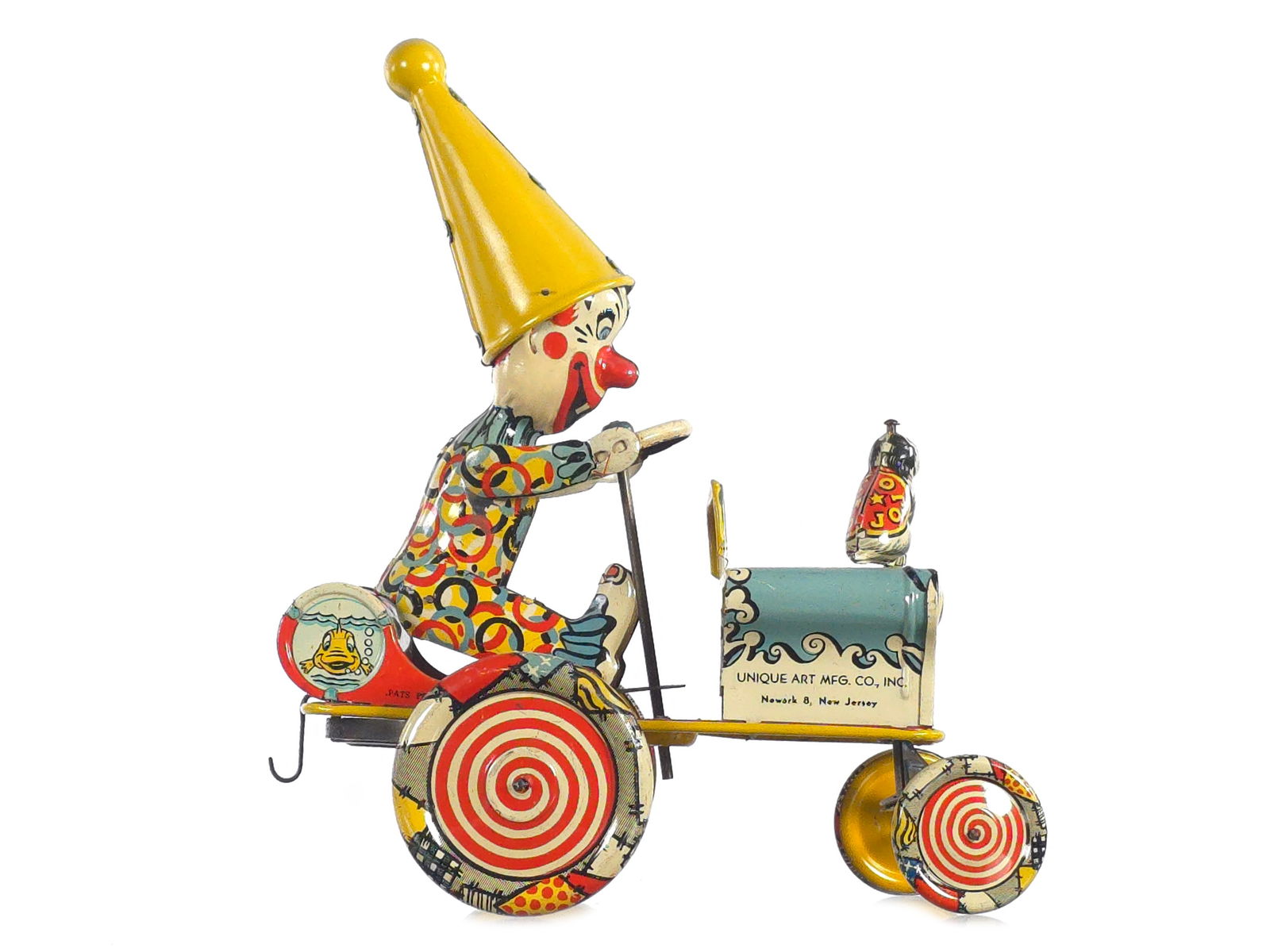 Unique Art Artie the Clown/Unique Artie Tin Lithographed Windup Wacky Jeep - 2