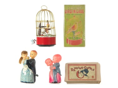 (3) Japanese Windup Tin & Celluloid Toys w/Boxes