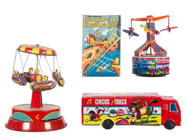 (3) Tin Circus/Carnival Toys Linemar Yone Schylling