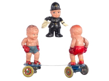 (2) Japanese Celluloid Toys Traffic Cop & Boxing Boys