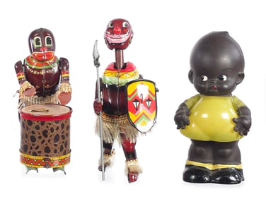 (3) TPS Pango-Pango African Dancer, Calypso Joe & Celluloid Kewpie