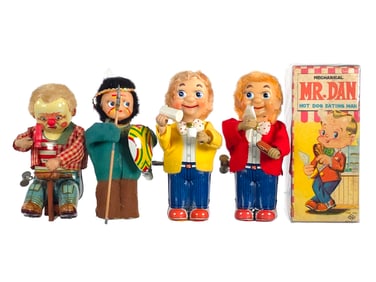 (4) Japanese Tin Windup Toys TN Mr. Dan & Others