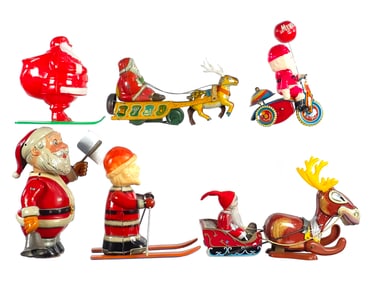 (6) Assorted Santa Toys Rosko, TN, Mikuni, C.K., S&E
