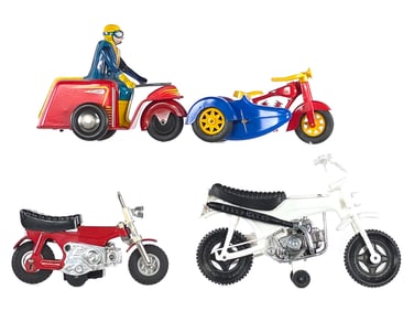(4) Assorted Motorcycle Toys Bandai, Nylint, & Others