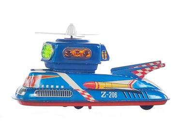 TPS Space Patrol Japanese Tin Litho Spaceship