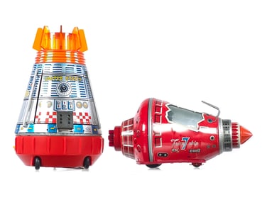 (2) Horikawa SH Space Capsules Batt. Op. Japanese Tin