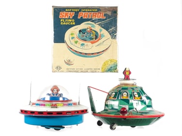(2) Japanese Batt. Op. UFO Toys KO Boxed & Cragstan
