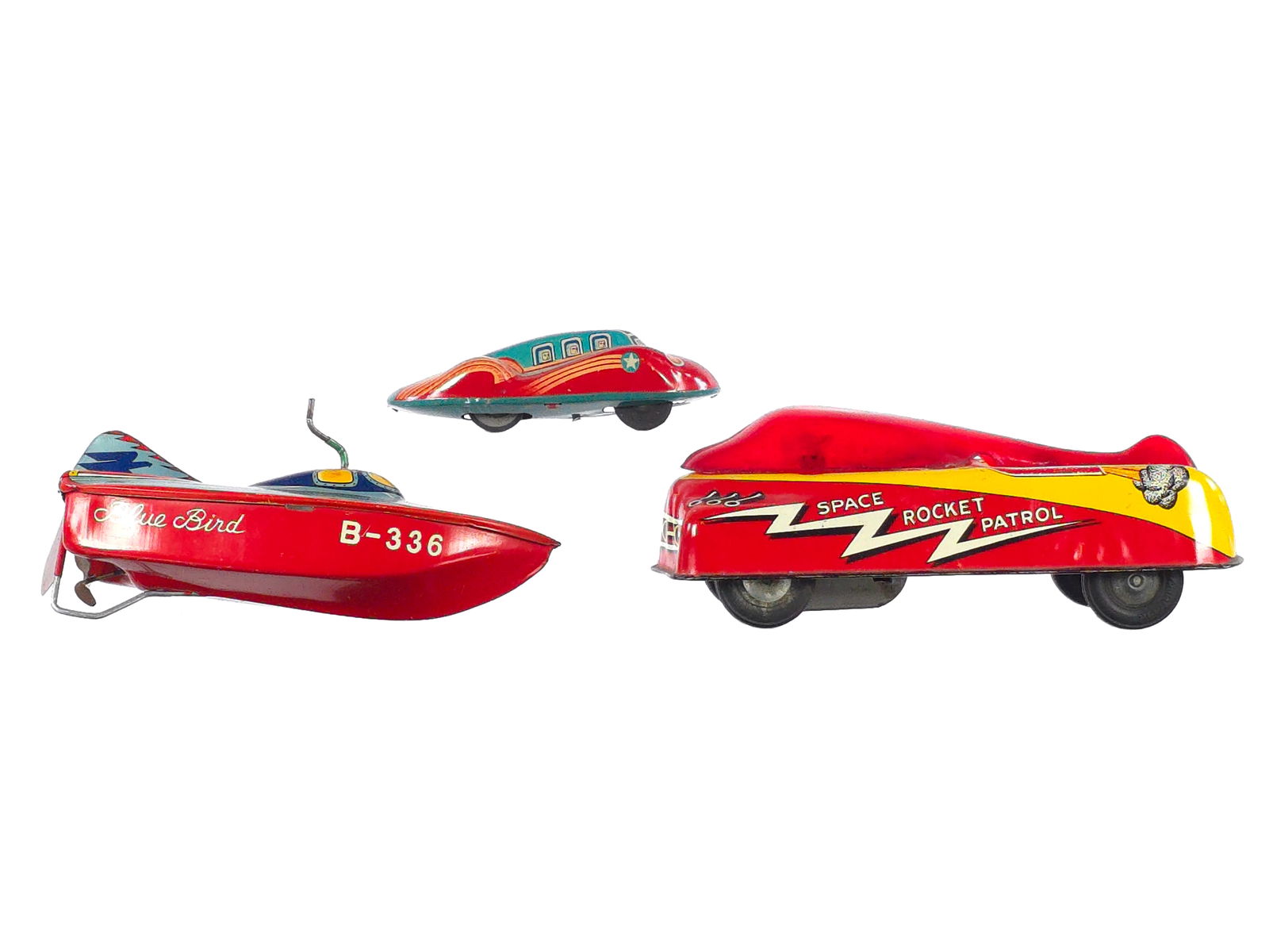 (3) Tin Toys Space Vehicles and Boat, Courtland & Japan (1 of 6)