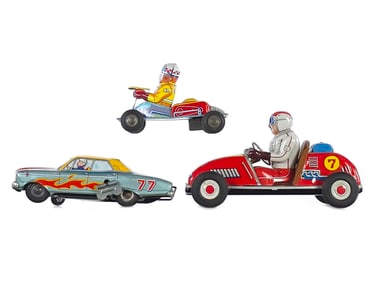 (3) Assorted Japanese Tin Race Vehicles