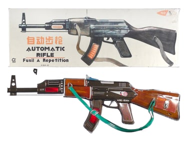 Tin Litho Batt. Op. Automatic Rifle ME 614 Boxed