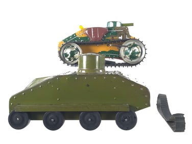 (2) Structo & Marx Army Tanks Large Tin Toys