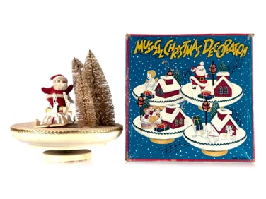 MCM Musical Christmas Decoration Santa On Sleigh w/Box