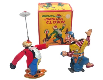 TPS Juggling Clown & Mikuni Windup Pirate Japanese Tin