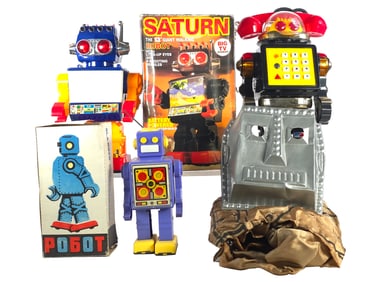 3 Assorted Robots & 1 Robot Costume