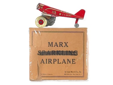 Marx 1930's Mechanical "Pursuit Plane" Boxed