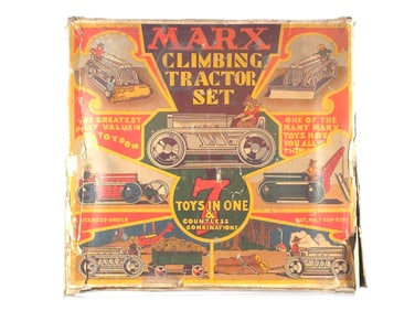 Marx 1932 7 Piece Climbing Tractor Set Boxed