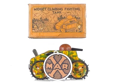 1930 Marx Midget Climbing Fighting Tank Version #1 Rare Variation Boxed