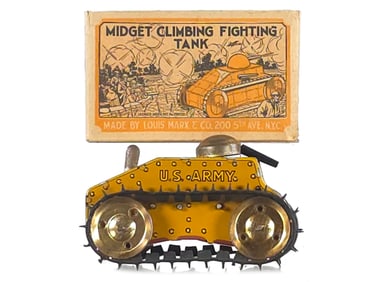 Mid-1930s-1940s Marx Midget Climbing Fighting Tank Version #3 Boxed