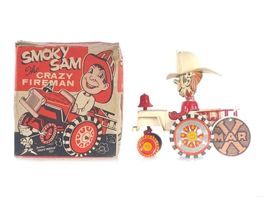 Marx 1950s Smokey Sam the Wild Fireman Rare U.K. Version Boxed