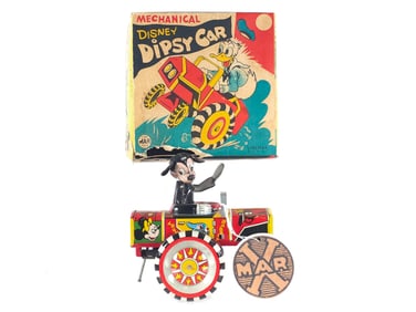 LineMar 1950s Mickey Mouse Disney Dipsy Car, Boxed