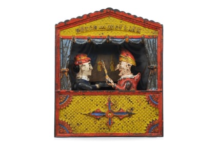 Shepard Hardware ca. 1885 Punch and Judy Mechanical Bank Small Letters Variation