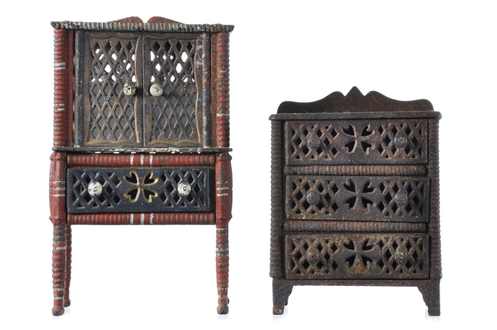 Stevens & Brown Ca 1872 Cast Iron Bookcase & Bureau Dollhouse Furniture (1 of 7)