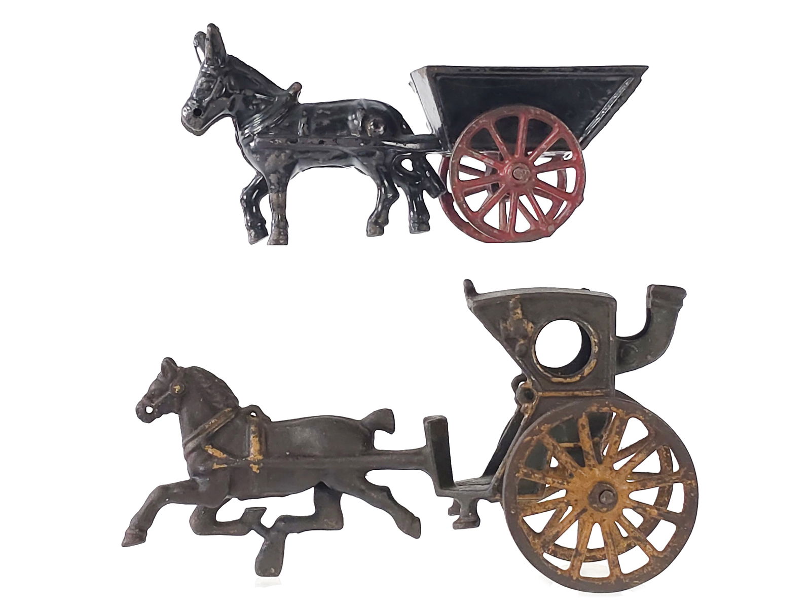 (2) Donkey Cart and Hansom Horse Drawn Cab Cast Iron (1 of 6)