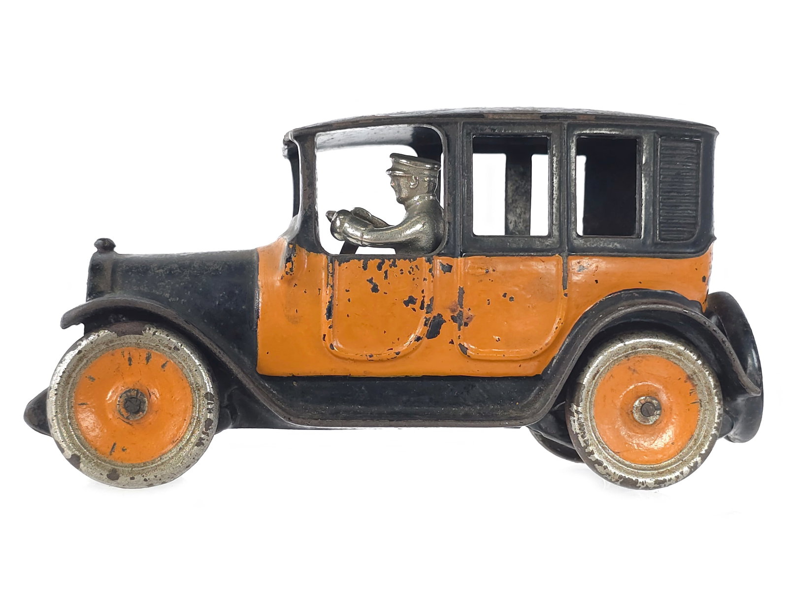 Arcade Cast Iron Yellow Cab with Driver 9 Inch (1 of 6)