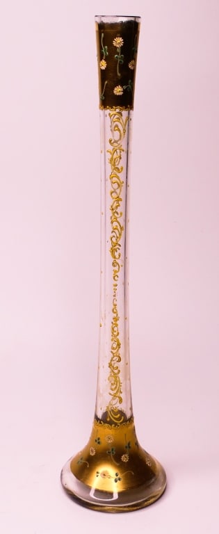 ANTIQUE FINE MOSER ENAMELED GLASS 14" VASE (1 of 7)