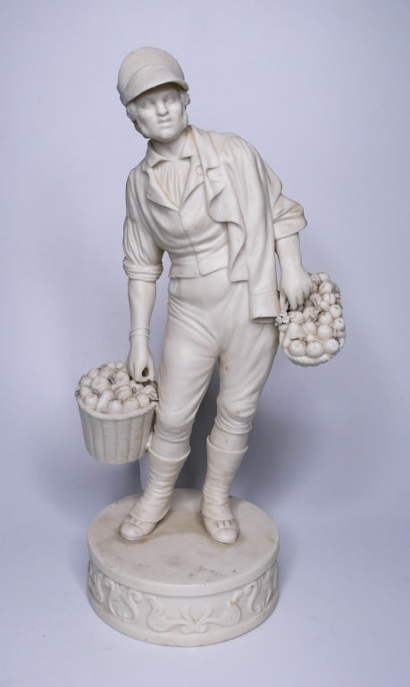 ANTIQUE BISQUE PORCELAIN FIGURE: ANTIQUE BISQUE PORCELAIN FIGURE, MEASURES 13" HEIGHT. GOOD CONDITION.