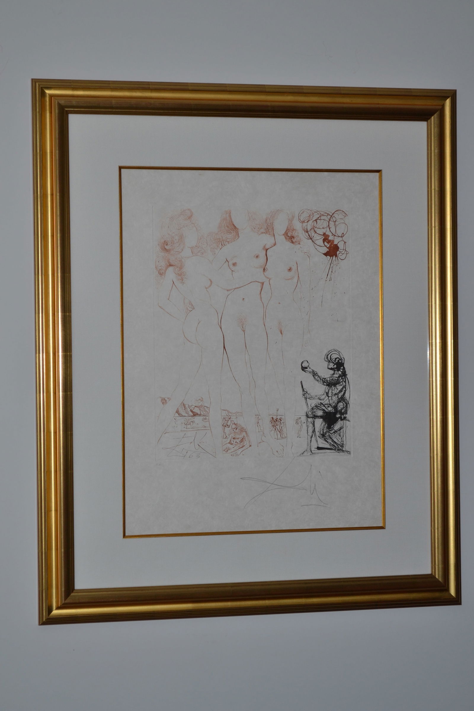 Salvador Dali The Judgement of Paris Etching: Salvador Dali (1904- 1989) The Judgement of Paris From the Mythologie Suite XLVII/C Pencil Signed A superb, richly printed etching and drypoint for Salvador Dali's famed Mythology Suite, published by