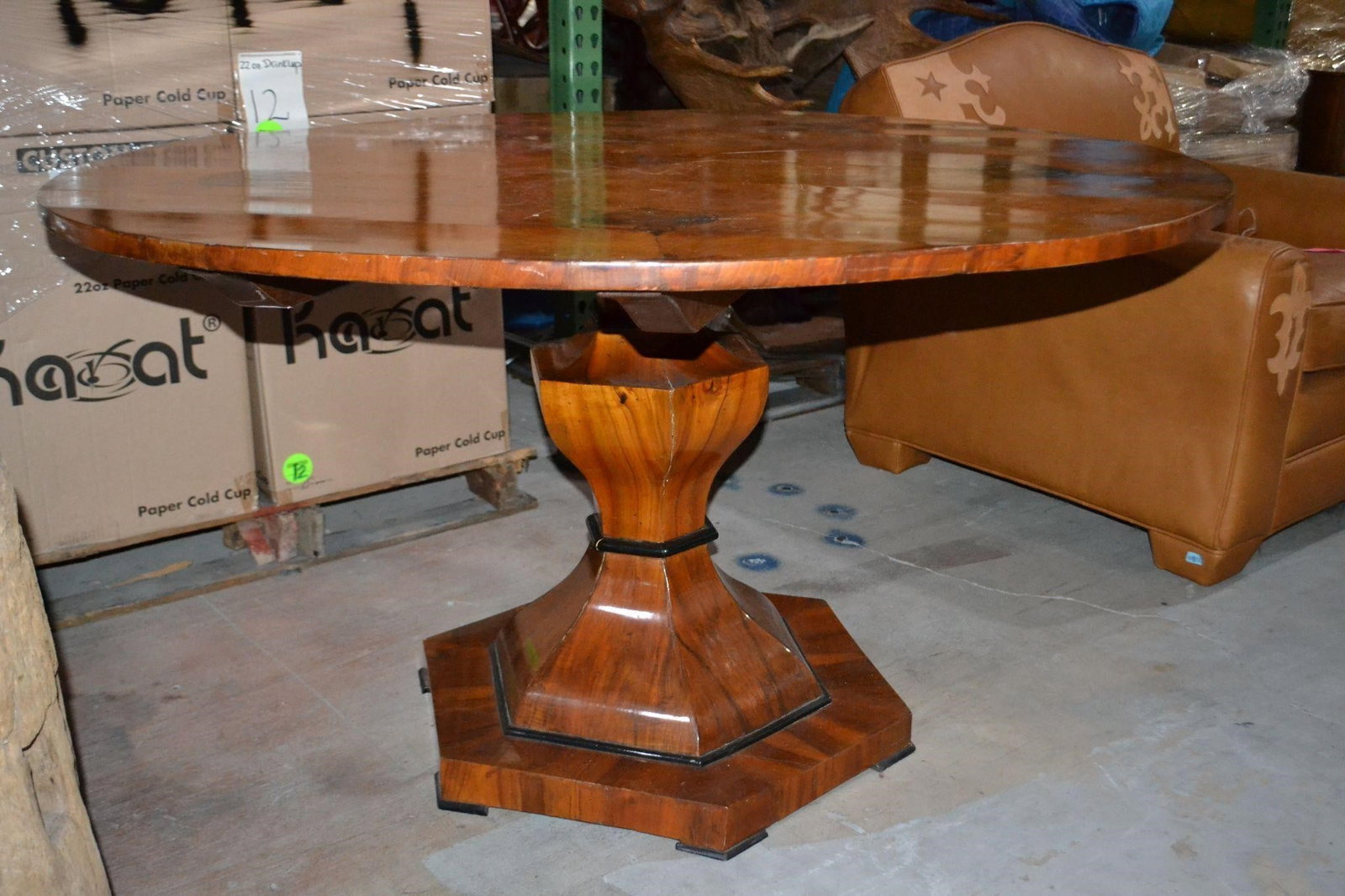 BIEDERMEIER FRUITWOOD CIRCULAR PEDESTAL TABLE: BIEDERMEIER FRUITWOOD CIRCULAR PEDESTAL TABLE VINTAGE BOHO TILT TOP DINING TABLE with incredible wood grain detail. Original hardware with tilt top design. Made in Sweden Early 20th Century. Acquired 