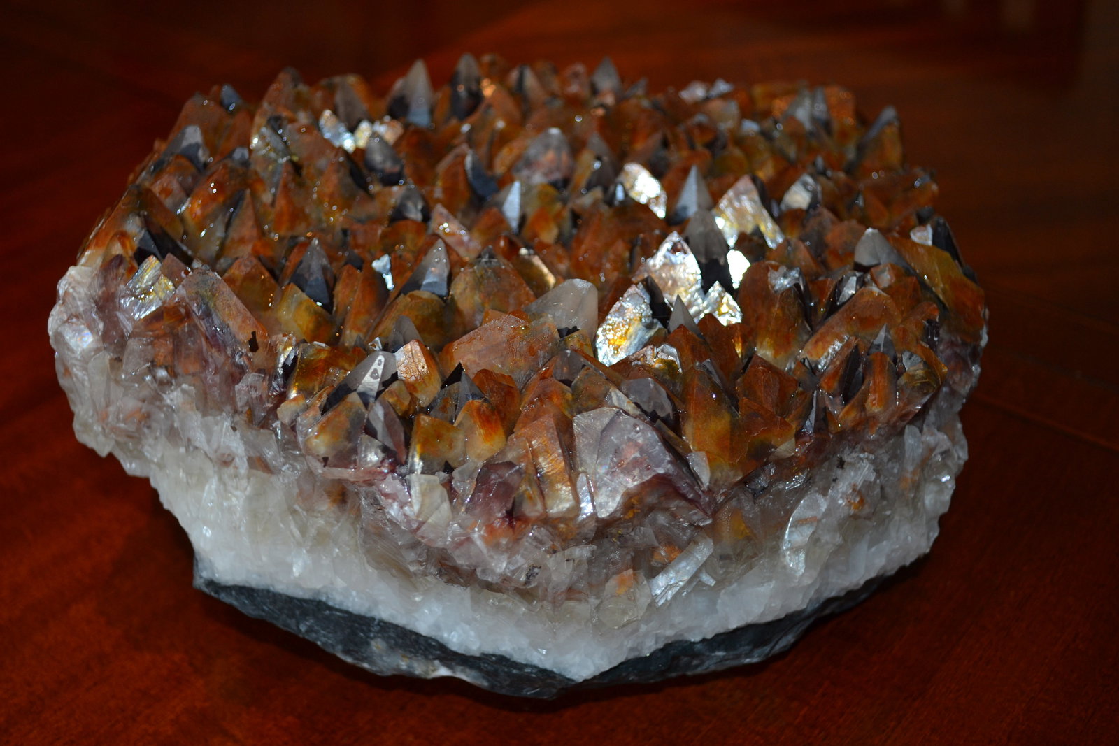 Citrine Quartz Natural Cluster Large 22 Pounds: Citrine Quartz aka Lemon Quartz, Semi-Precious gemstone. This variety of yellow quartz can range in color anywhere from a golden yellow to a darker brown and can have rainbow elements or a sparkle to 