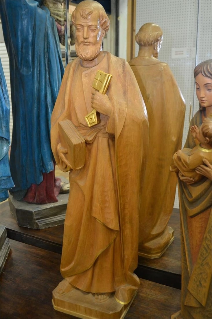 St. Peter Sculpture Wooden Hand carved in Italy