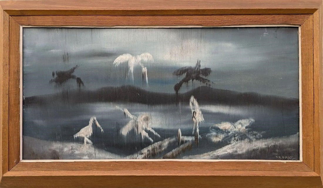 CHARLES OBAS (1927-1968, Haitian) Tropical Storm: CHARLES OBAS (1927-1968, Haitian) Tropical Storm Signed lower RightOil on masonite 44 x 12 inCondition Good Bid2Win Auction strongly encourages in-person inspection of items by the bidder. Statements