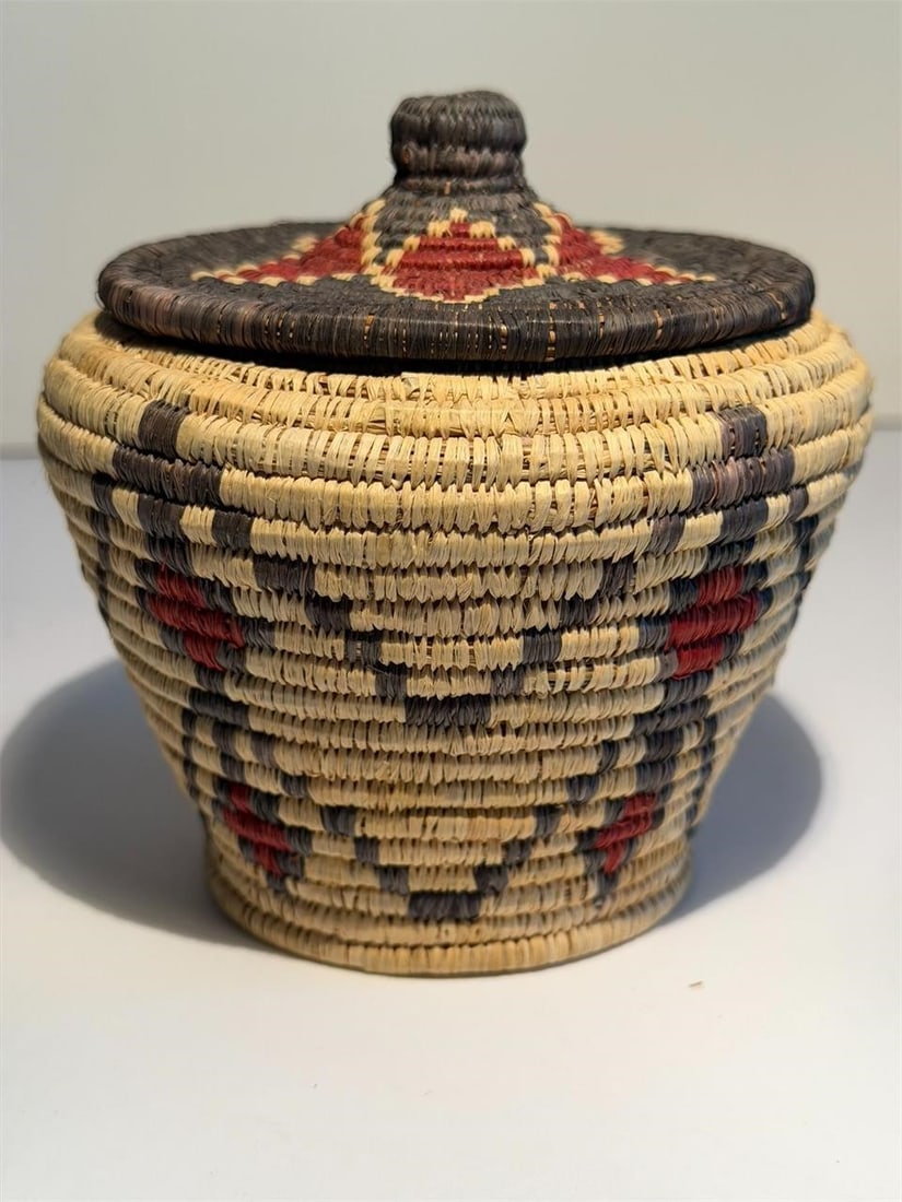 Vintage Pine Needle Lidded Basket by Rose Gauthier (1 of 6)