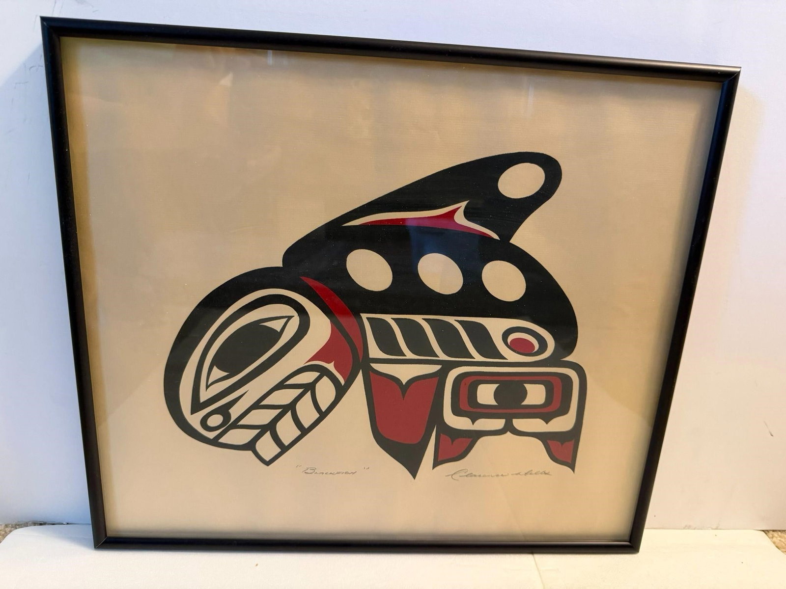 Blackfish (Killer Whale) Clarence Wells Serigraph: Native Haida Art Blackfish (Killer Whale) by Clarence Wells Serigraph Titled and Signed in Pencil. Clarence Wells (1950 - 2025) is a well-known Northwest Coast First Nations artist. His Haida style pa