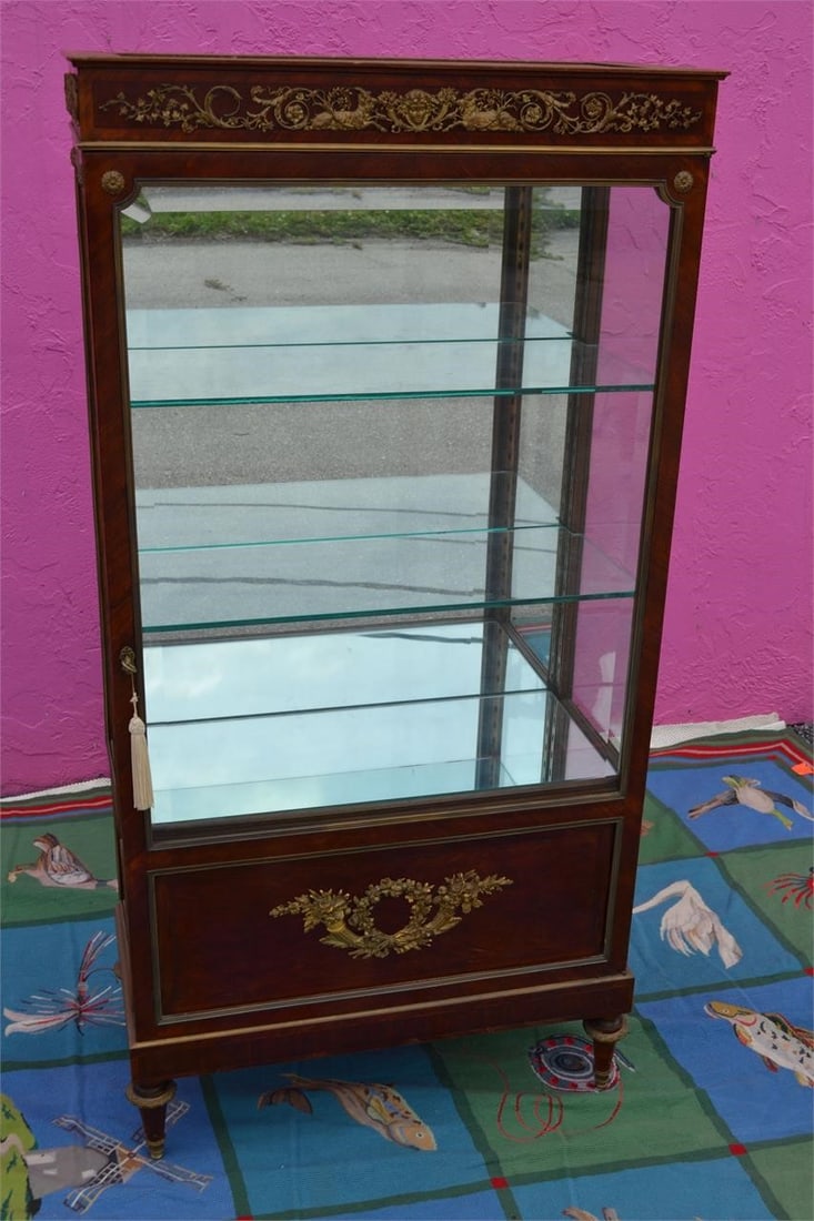 ANTIQUE REGENCY EMPIRE GLASS CABINET ETAGERE (1 of 6)